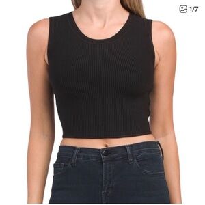 NWT House of Harlow black ribbed stretchy tank M minimalist chic goth emo preppy